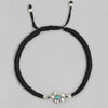 Floral Blue Rhodium Plated 925 Sterling Silver Thread Anklet