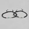 Floral Blue Rhodium Plated 925 Sterling Silver Thread Anklet