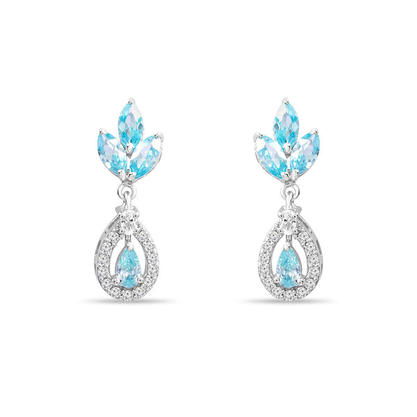 Teardrop Rhodium Plated 925 Sterling Silver Earrings