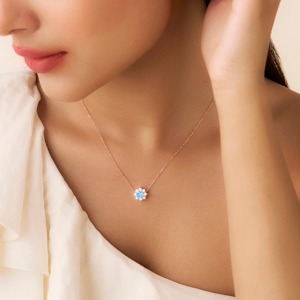 The Sea Flower Silver Rose Gold Plated Necklace