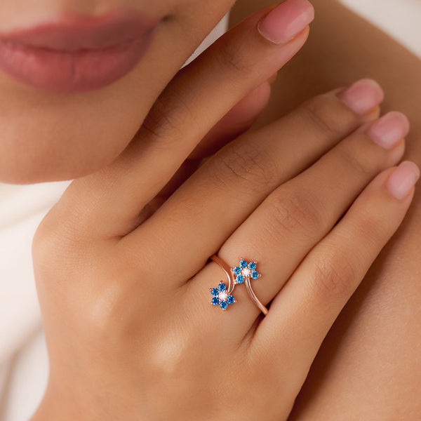 The Summer Sky Blooms Rose Gold Plated Ring (Adjustable)