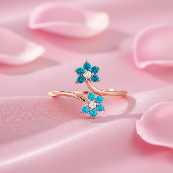 The Summer Sky Blooms Rose Gold Plated Ring (Adjustable)