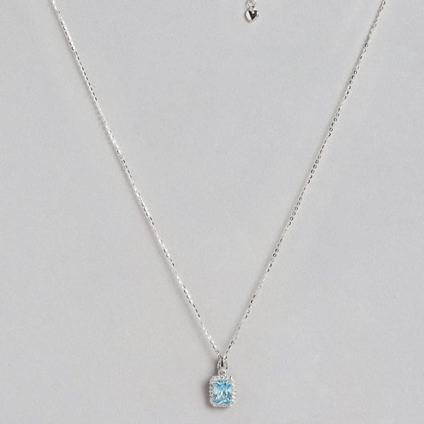 Blue Solitaire 925 Sterling Silver Necklace