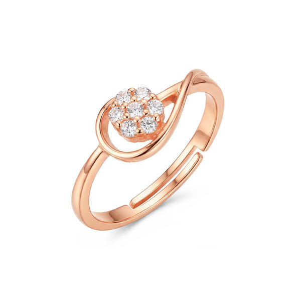 Blossom Orbit Rose Gold Plated 925 Silver Adjustable Ring