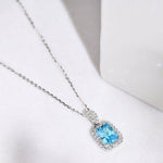 Blue Solitaire 925 Sterling Silver Necklace