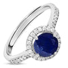 Azure Circle Rhodium-Plated 925 Sterling Silver Women's Ring (Adjustable)