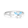 Blue Butterfly Rhodium Plated 925 Sterling Silver Ring