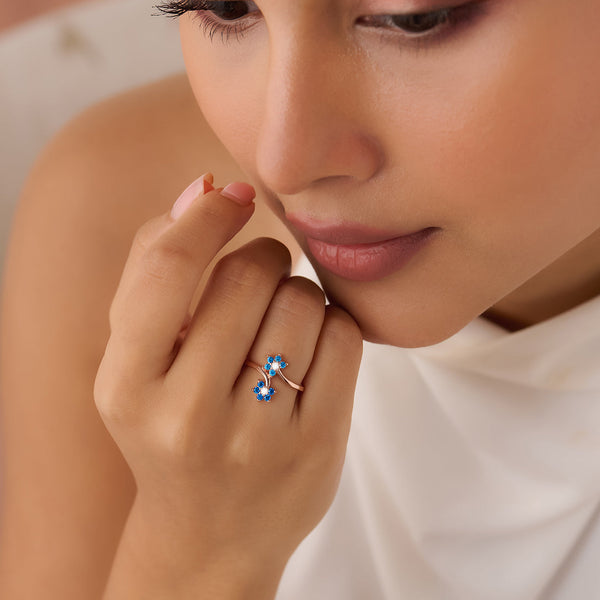 The Summer Sky Blooms Rose Gold Plated Ring (Adjustable)