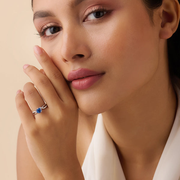 Ocean’s Forever Solitaire Rhodium Plated Ring (Adjustable)