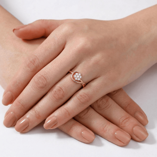 Blossom Orbit Rose Gold Plated 925 Silver Adjustable Ring