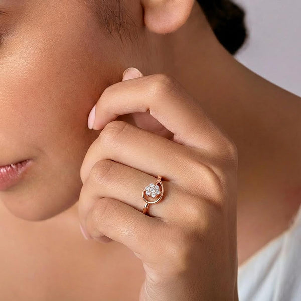 Blossom Orbit Rose Gold Plated 925 Silver Adjustable Ring