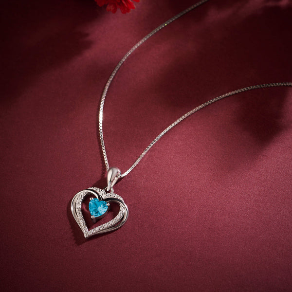 The Dancing Ocean Heart Rhodium Plated Necklace